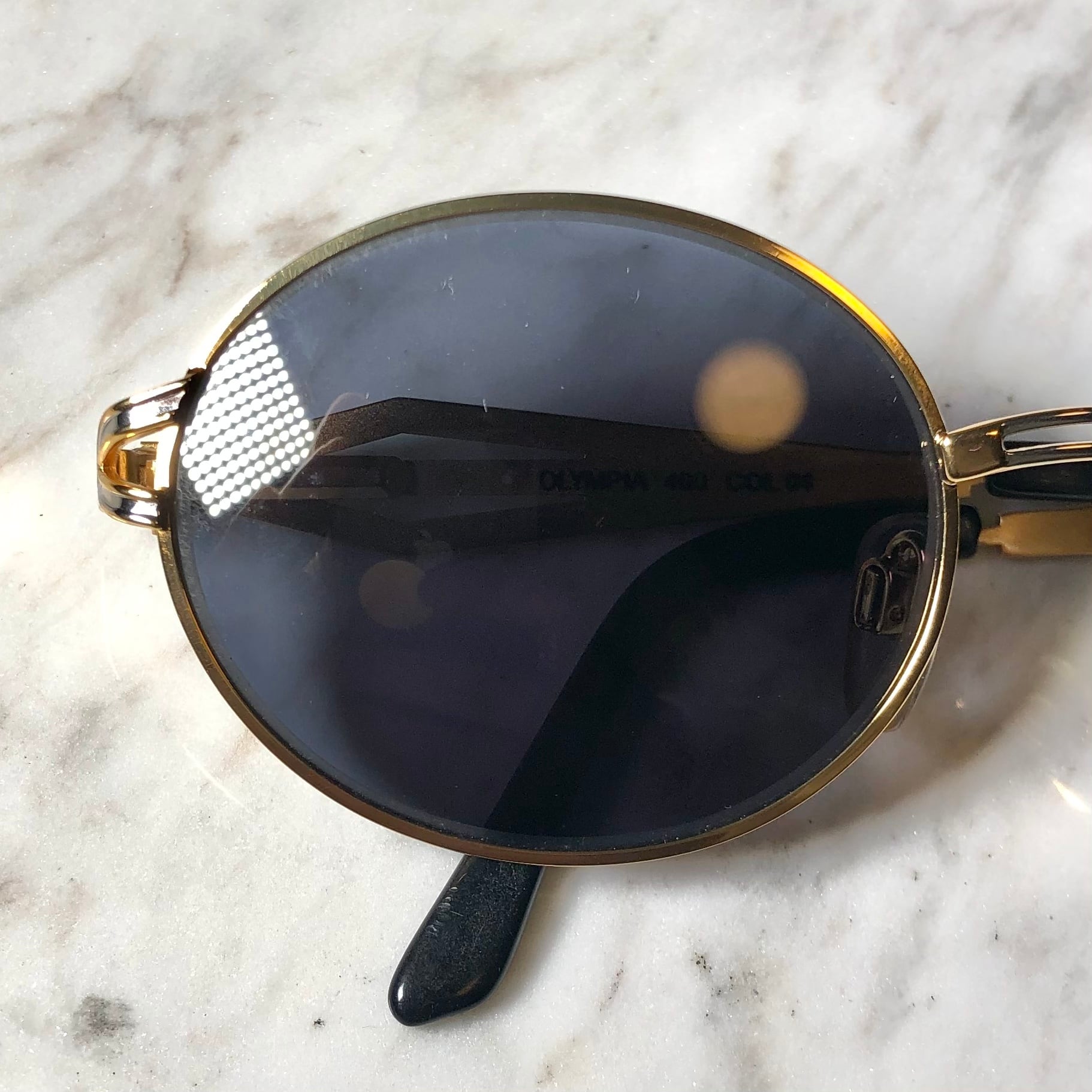 vintage HILTON 22k gold plated×black glasses 