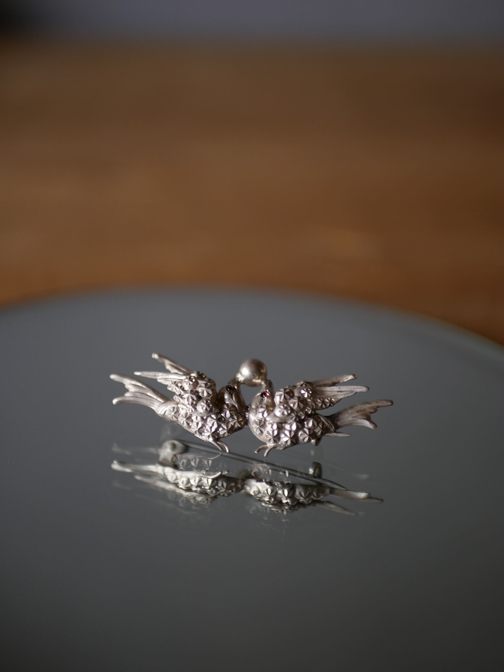 つがいのツバメ カップル ブローチ フランスアンティーク アンティークブローチ