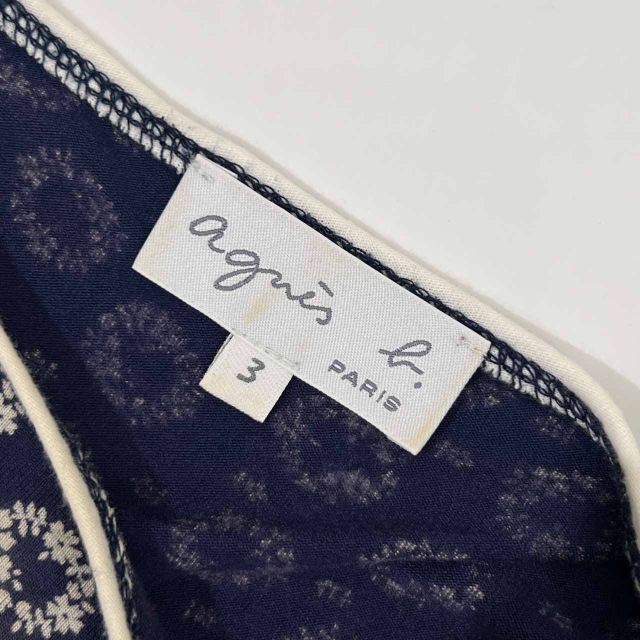 agn?s b. アニエスベー 花冠 花柄 総柄 ストレッチ レーヨン 半袖 ワンピース 3 /ネイビー/レディース