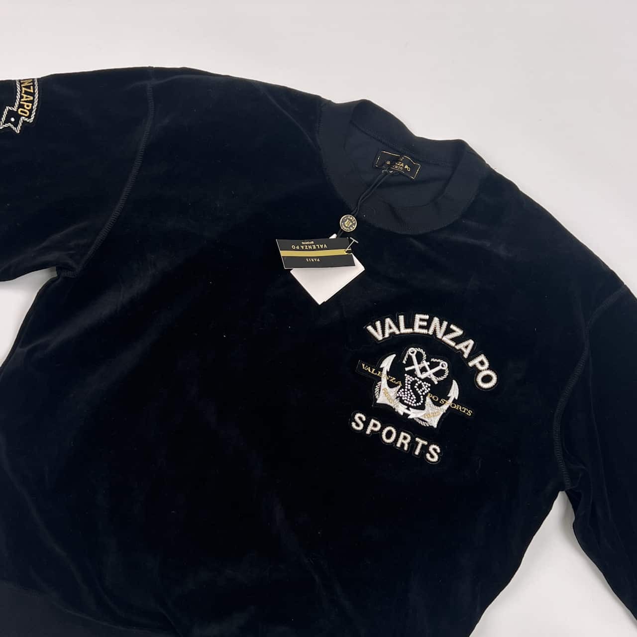 新品 Valenza po Sports バレンザポー ベルベット ベロア 長袖シャツ カットソー 40/ブラック レディース