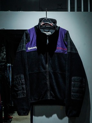 【add (C) vintage】Swiching Design Loose Zip Up Fleece Jacket