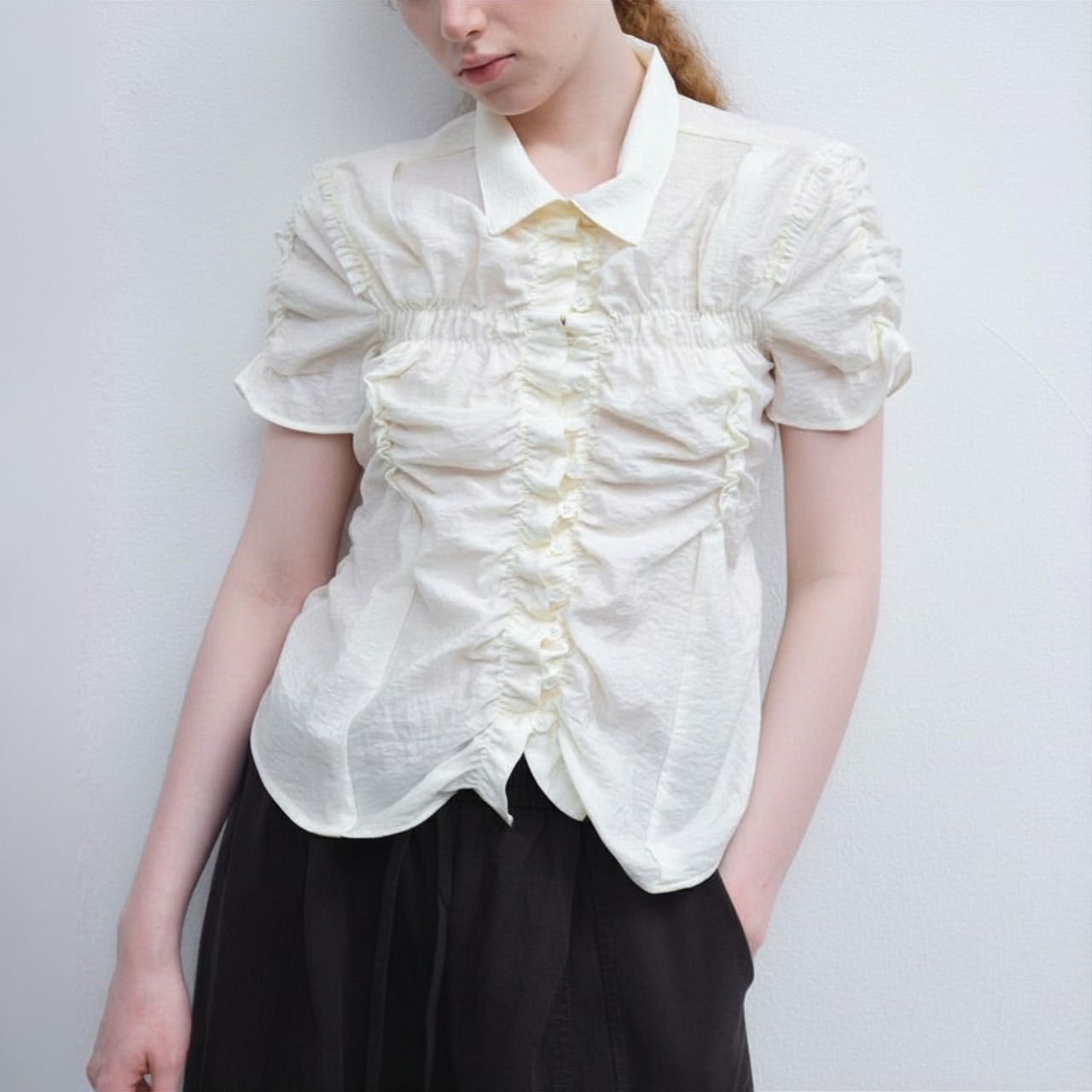 Ruche Gathered Blouse F0639