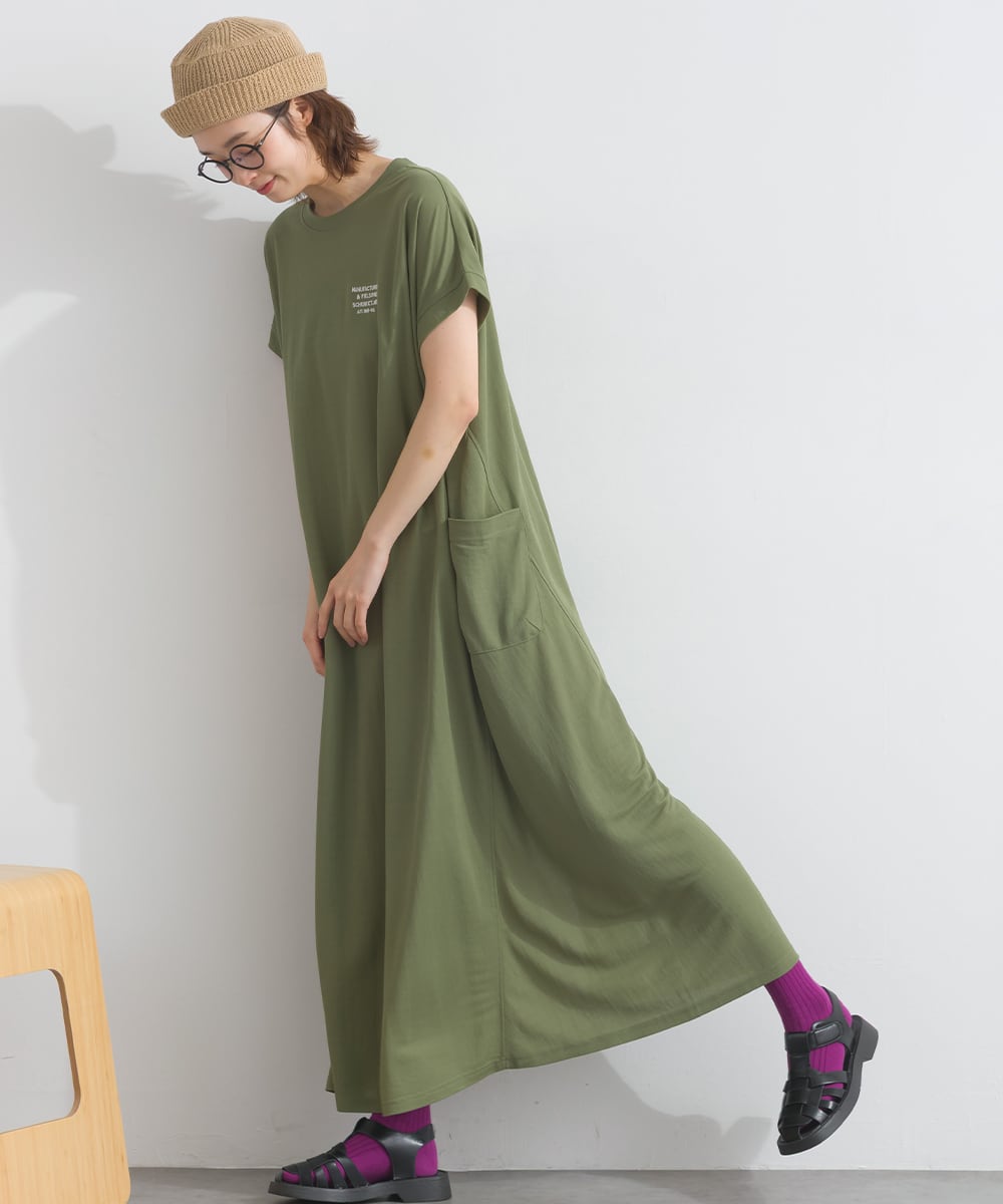 A261026 【接触冷感シリーズ】 ポケット付きフレアワンピース / Cool
