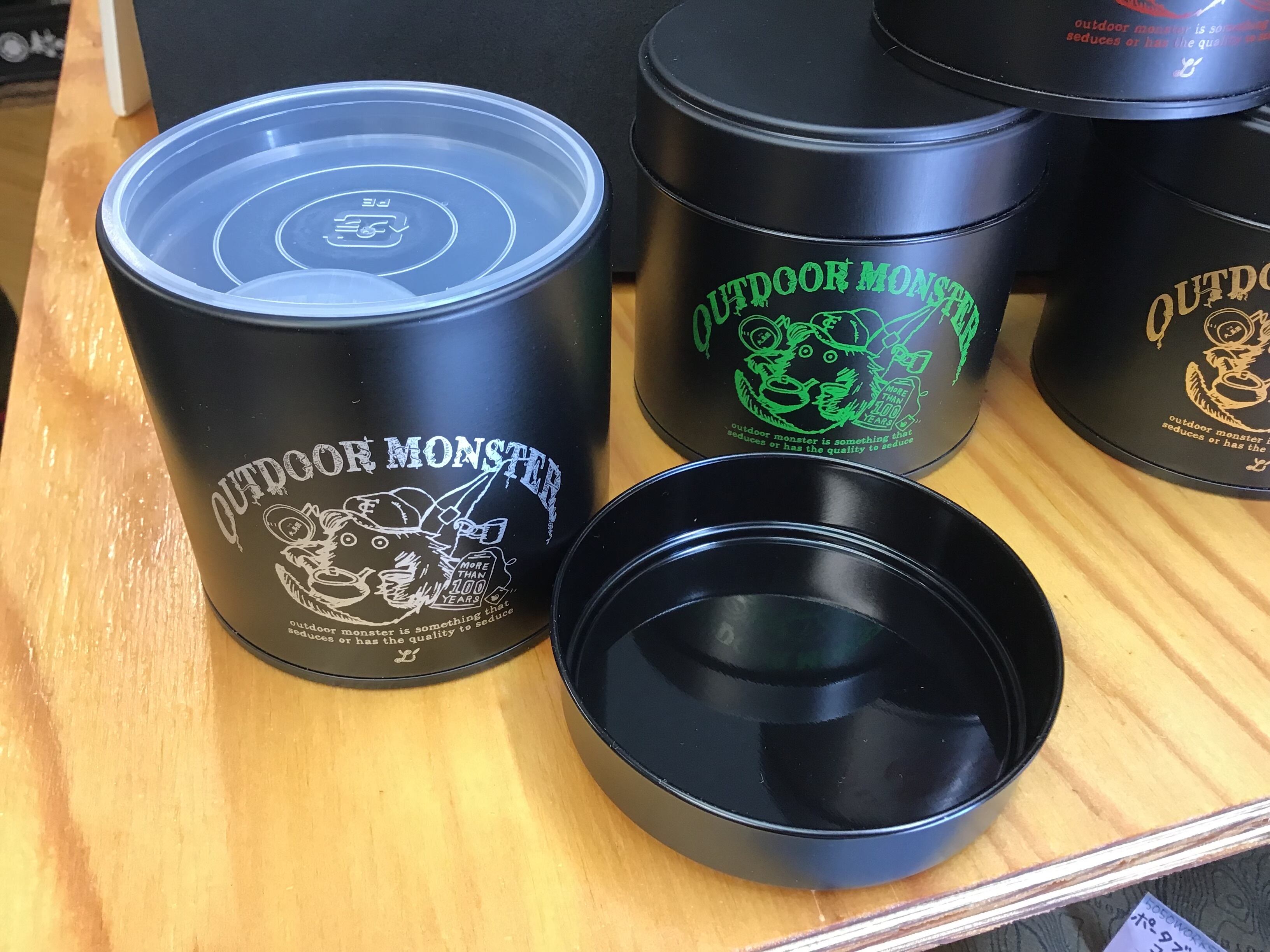 大島園 outdoor monster TEA BOY 茶缶 ツヤBLACK | OLIVE OUTDOOR