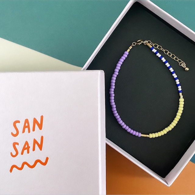 SAN SAN "Perlenarmband LENTE - lilac - lemon - navy dashed"