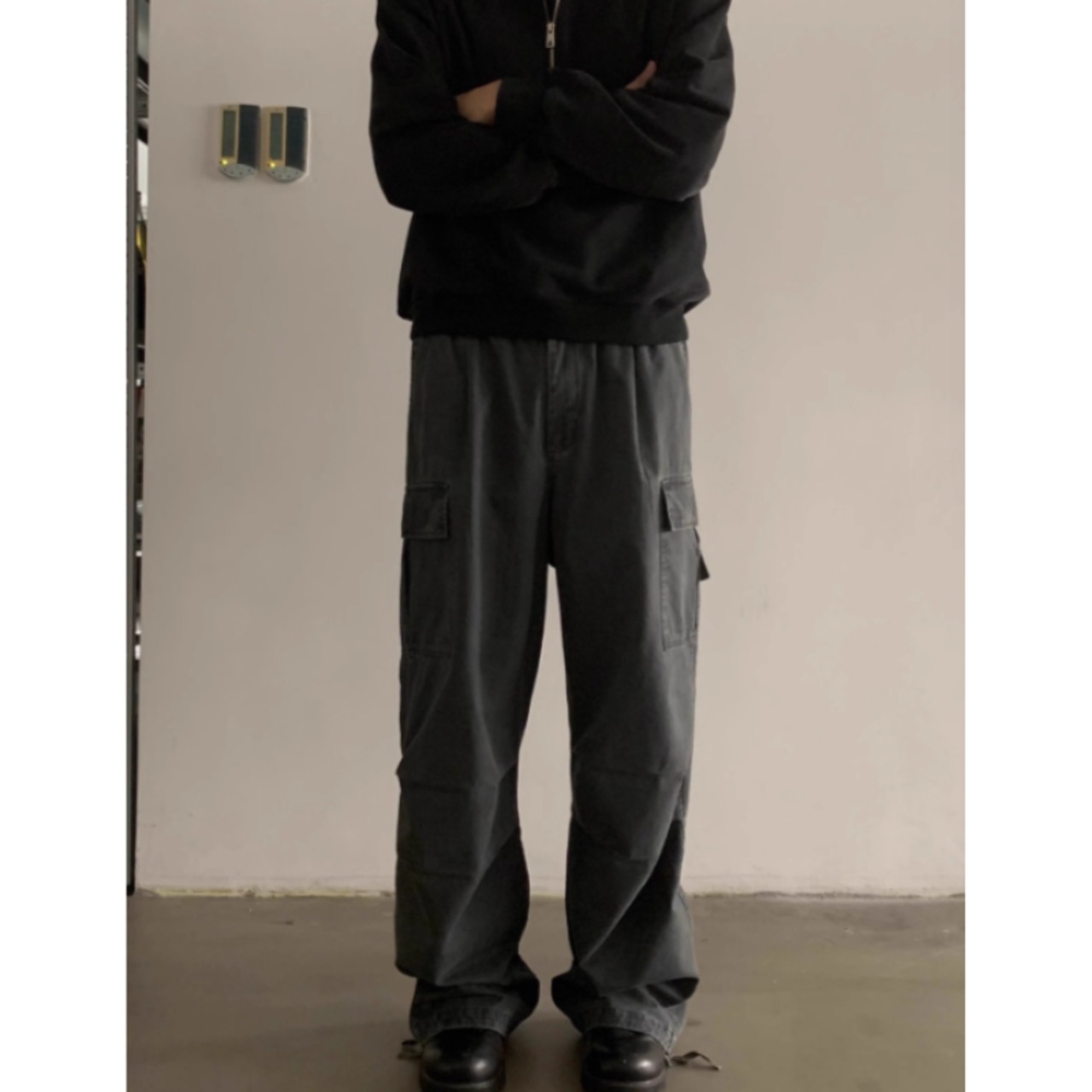 フラップポケットワイドワークパンツ　0888