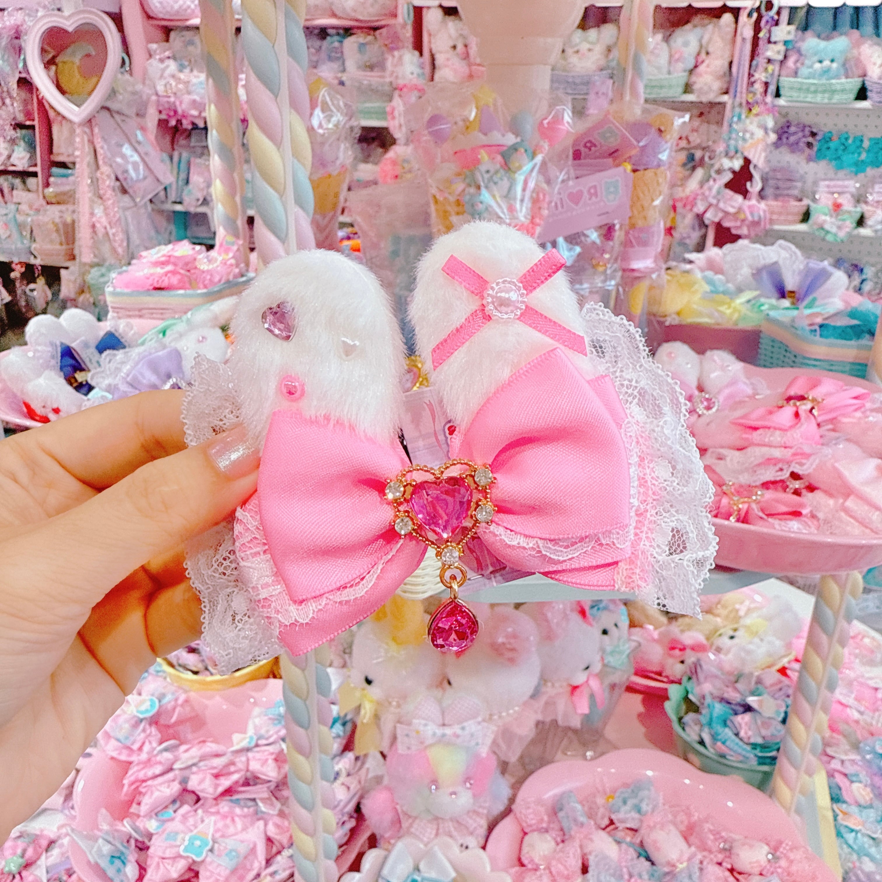 【F7】59-51うさ耳リボンヘアクリップ