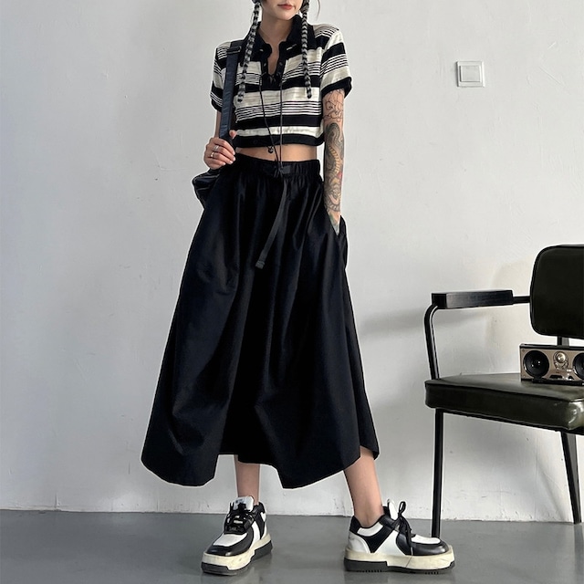 buckle belt wide pants 10847