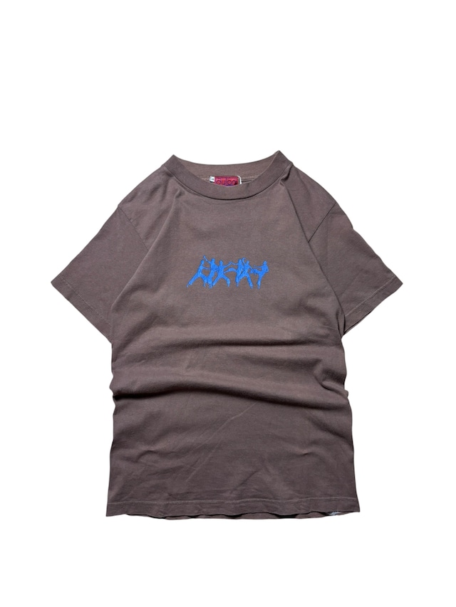 Dylan Dancing People Graphic Brown Blue Print Short Sleeve T-Shirts