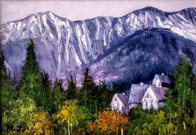 城正樹「八ヶ岳高原」 油絵 額縁外寸 37.5x30.5x4.5㎝ 絵 22.7x15.0