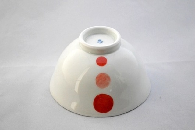 二色丸紋　茶碗（赤・小）