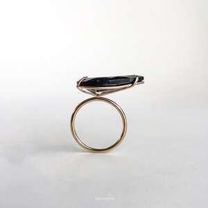 PEAR SHAPE BLACK TOURMALINE IN QUARTZ RING