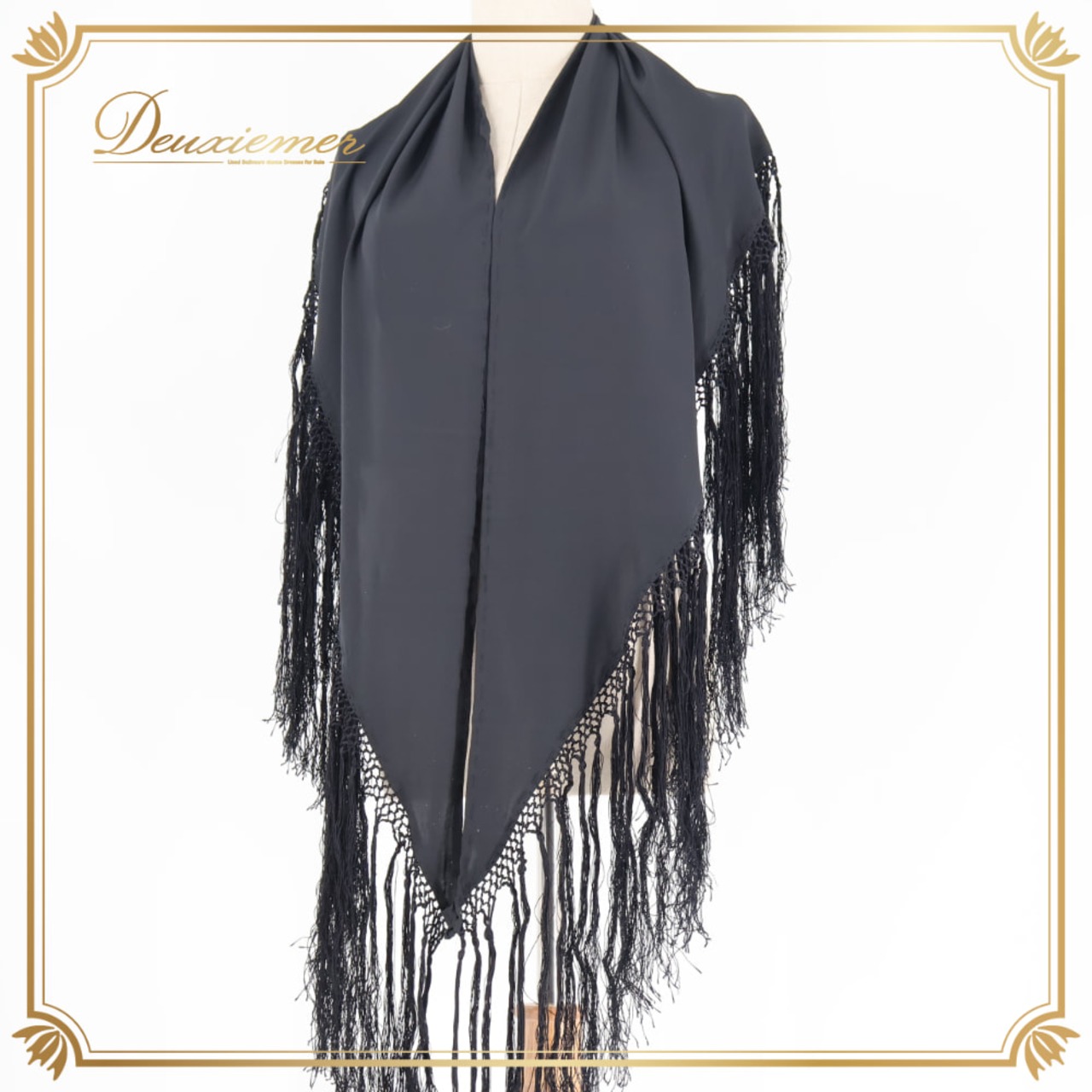 フラメンコ 衣装 シージョ ピキージョ ブラック系 黒 無地 フレコ フリンジ トライアングル 三角形 ダンス パーティ 発表会 装飾 飾り 小物 踊り 舞台 ダンス衣装