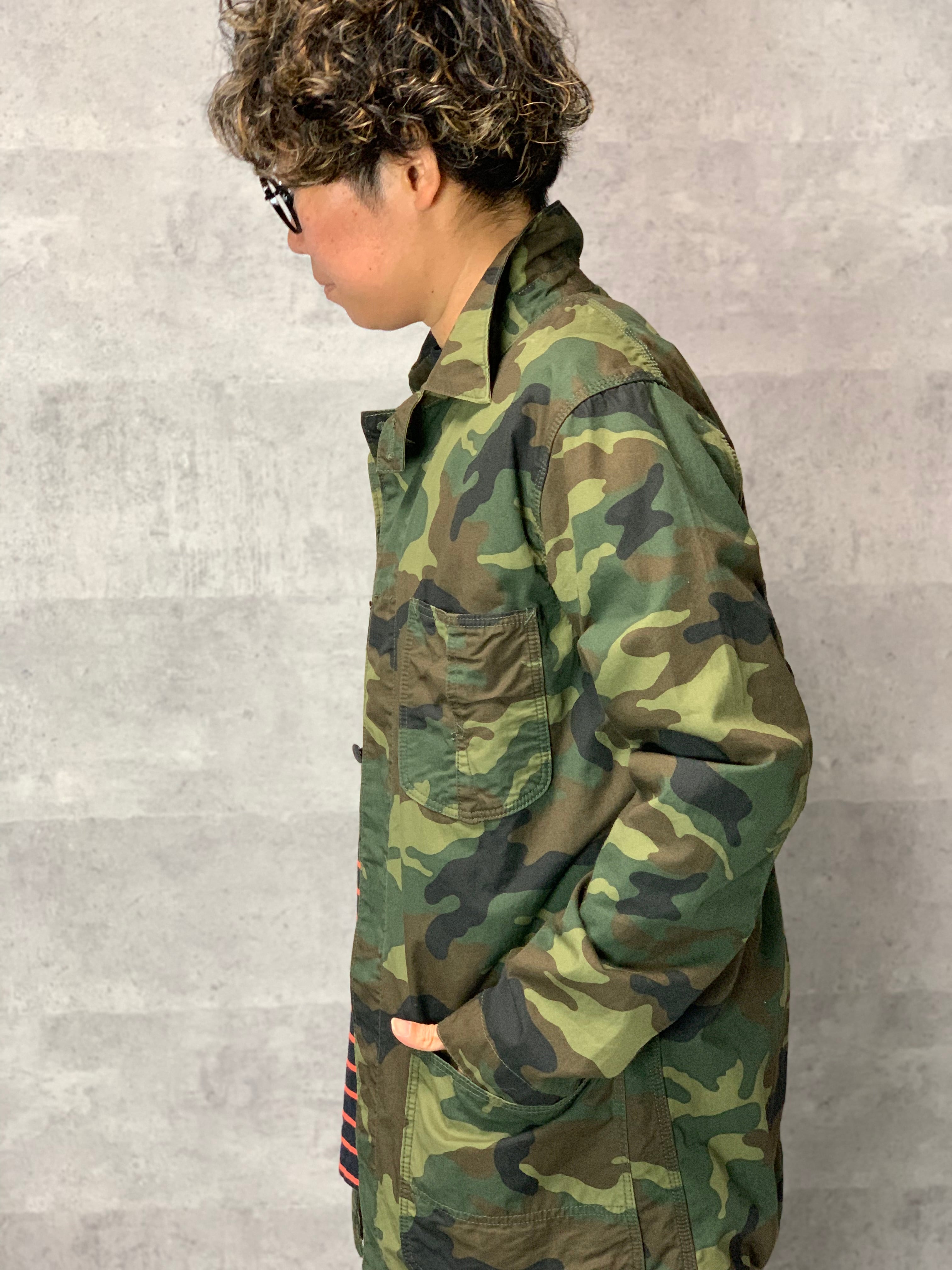 Lee × ナノユニバース ショップコート カモフラ 迷彩 ジャケット カバーオール M ■ L15 【USED】