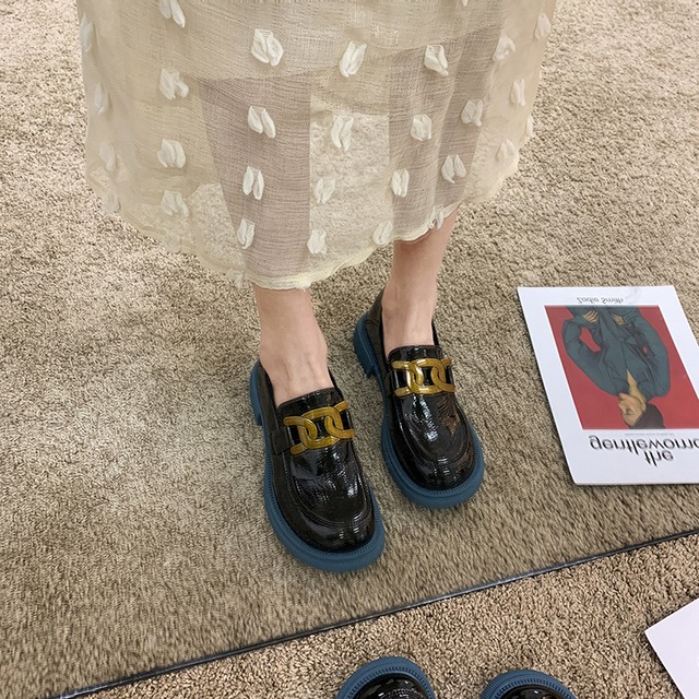 ブラックスタイルレザースプリングレッドセット シングル 靴 シューズ 春物 ラウンドトー フェイクシューズ98680735507