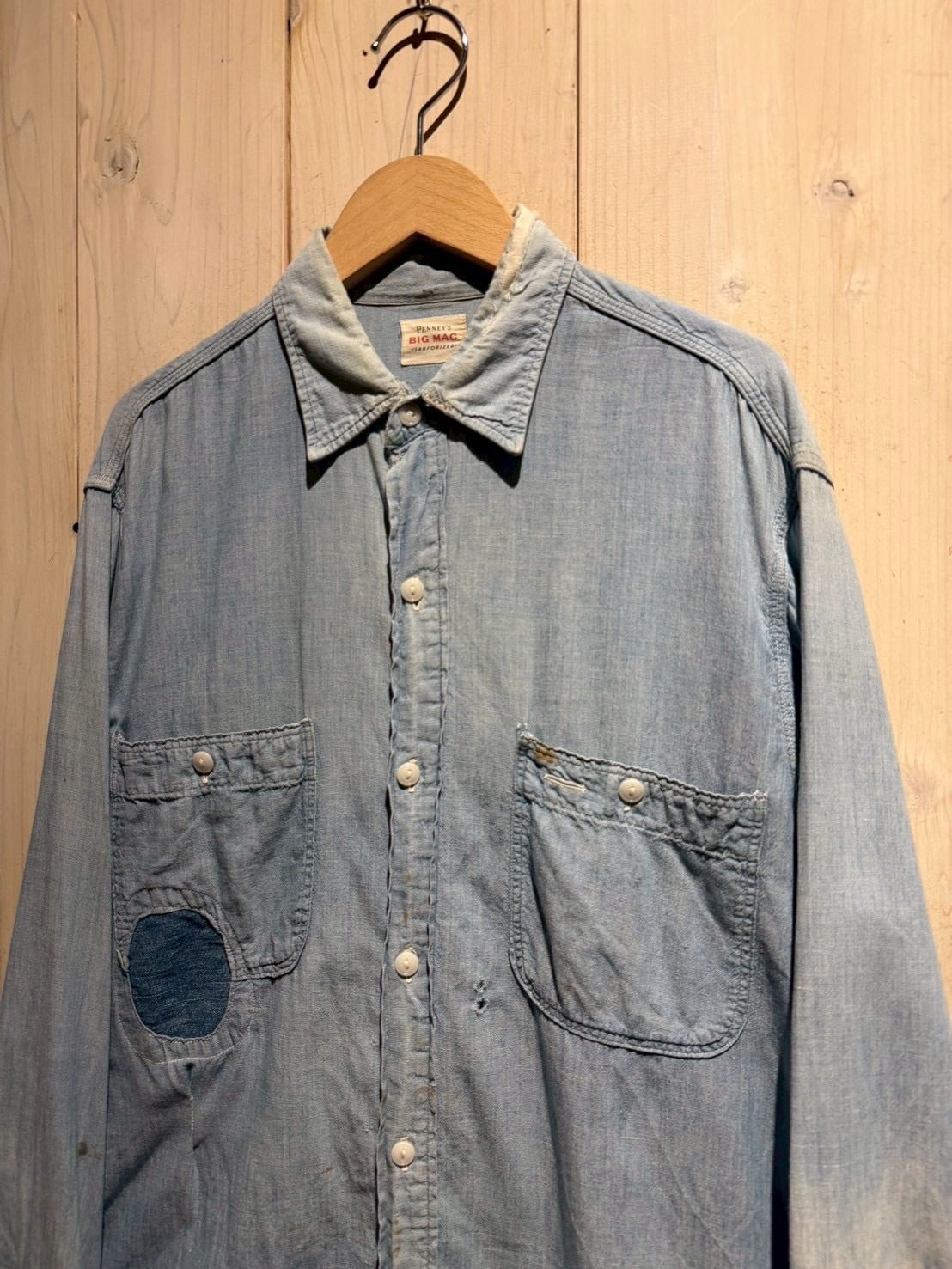 K◆PENNEY’S BIGMAC 50's ヴィンテージ シャンブレーシャツ a.k.a.C.a.k.a vintage】50's “PENNEY'S BIG MAC”Repair × Aging
