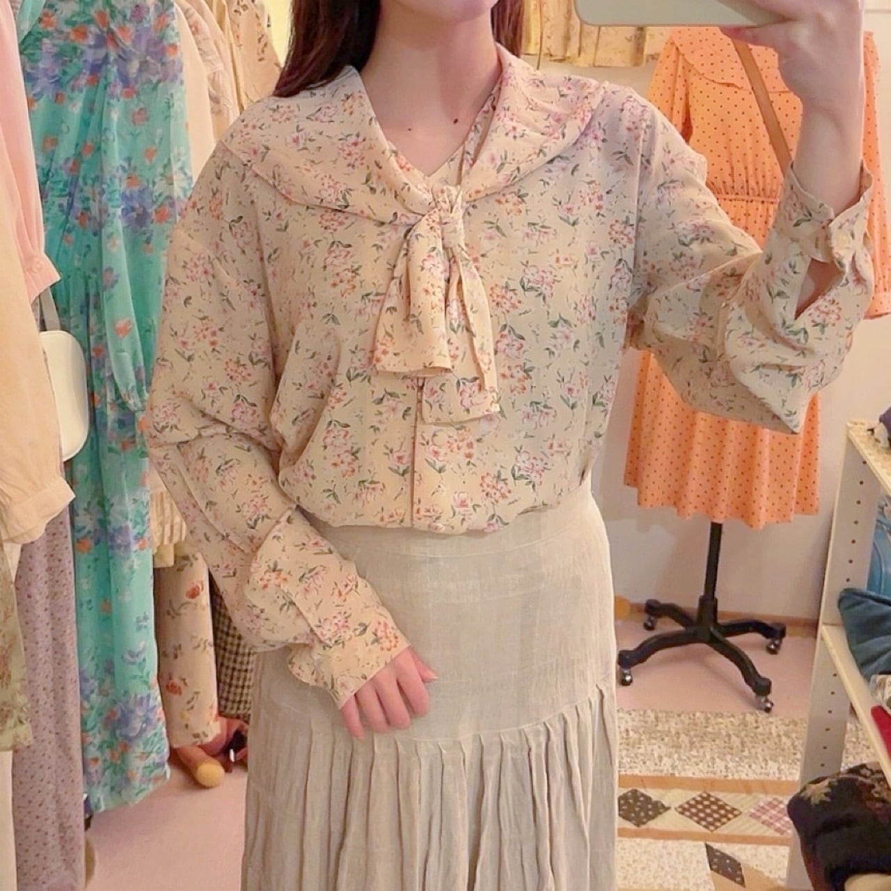 pale pink sailor collar blouse