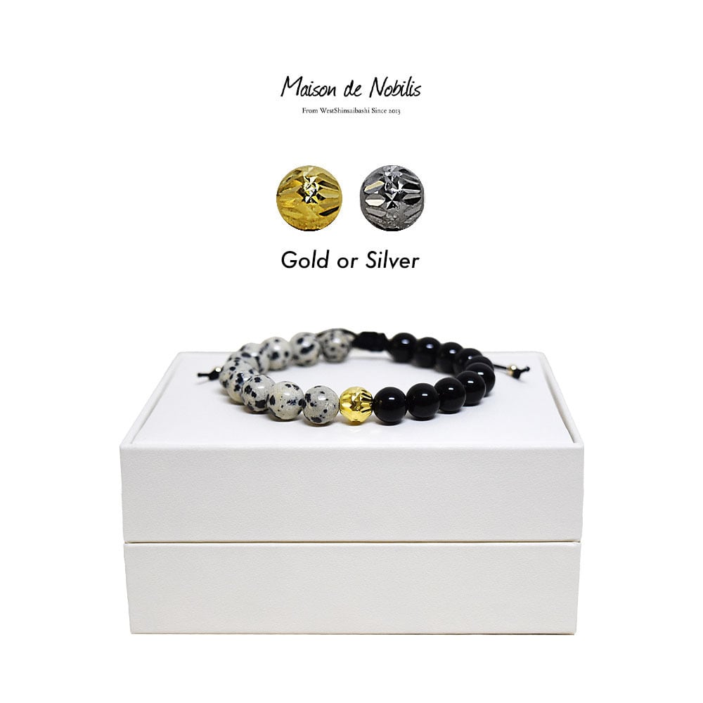 【無料ギフト包装/送料無料】Inner Fragment Bracelet Morion × DalmatianJasper【品番 25A2006】