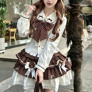 ゆめかわ♡全2カラー クマさんバッジ付きセットアップ set103 ゆめかわ♡全2カラー クマさんバッジ付きセットアップ set103