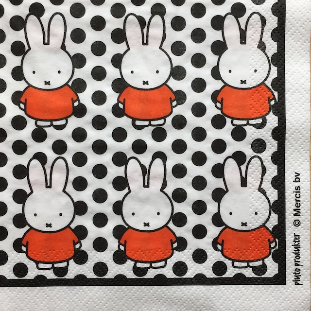 【miffy】バラ売り1枚 ランチサイズ ペーパーナプキン MIFFY DOT ホワイト×ブラック