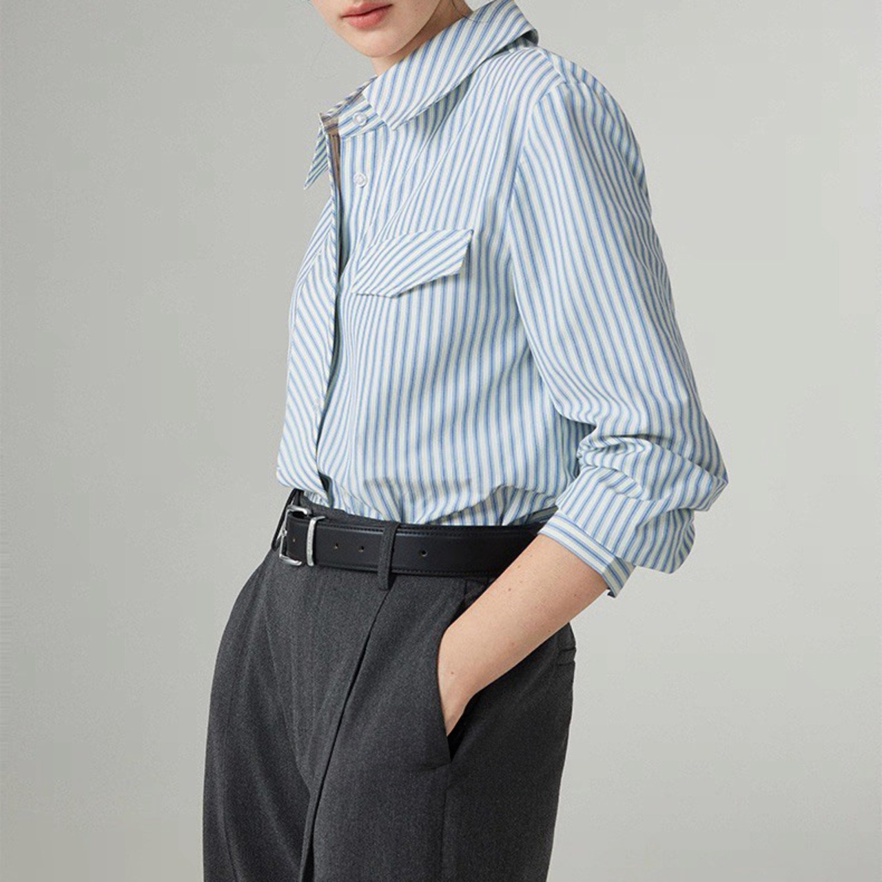 英国風 ストライプカラーシャツ H0013