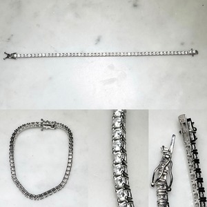 vintage silver bracelet set with rhinestone