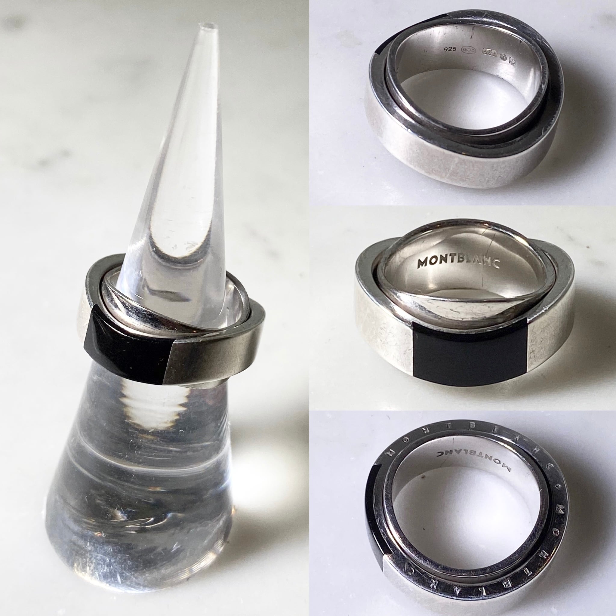 MONT BLANC silver spinning ring set with black onyx | NOIR MONT BLANC silver spinning ring set with black onyx | NOIR
