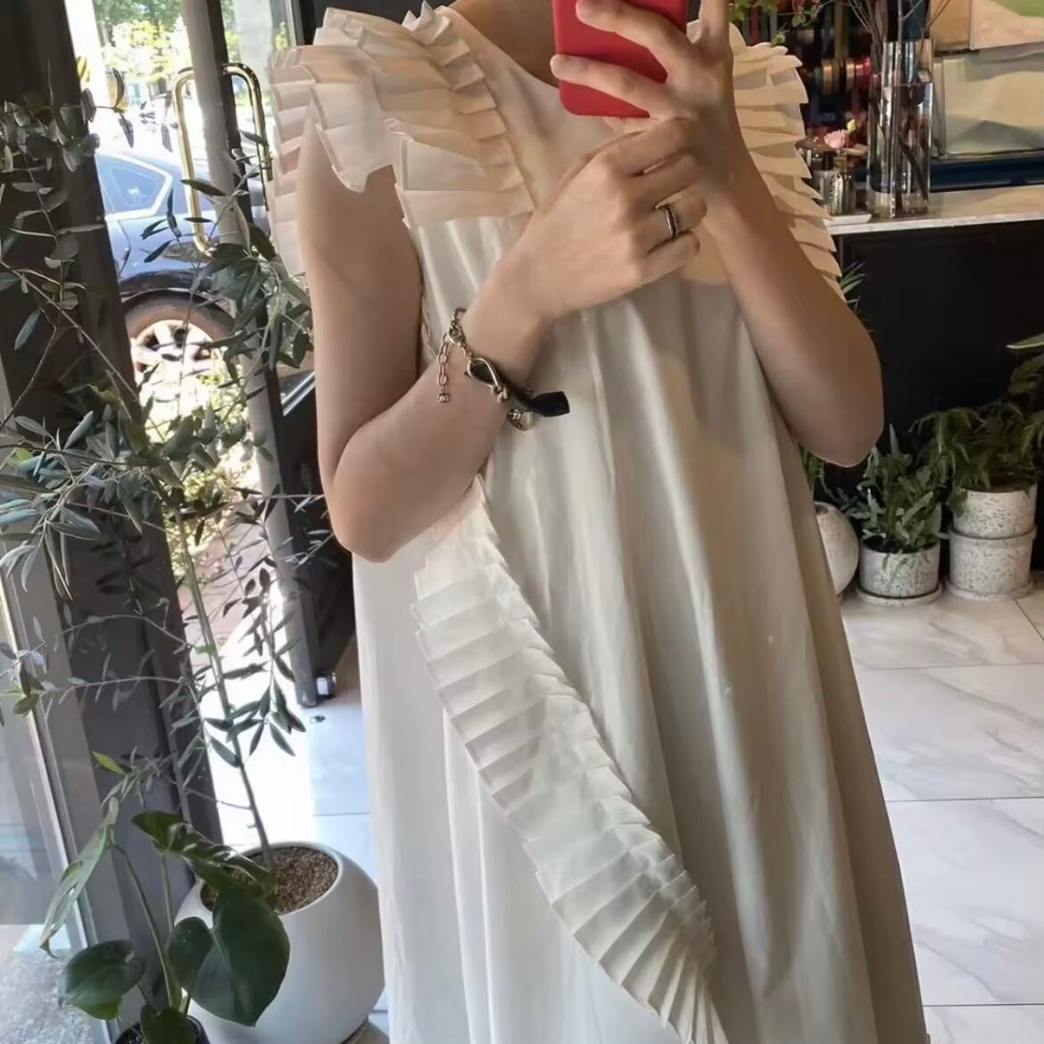 random pleats summer dress