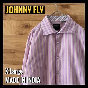 【JOHNNY FLY】ストライプ 柄シャツ 長袖シャツ 春色 X-Large US古着