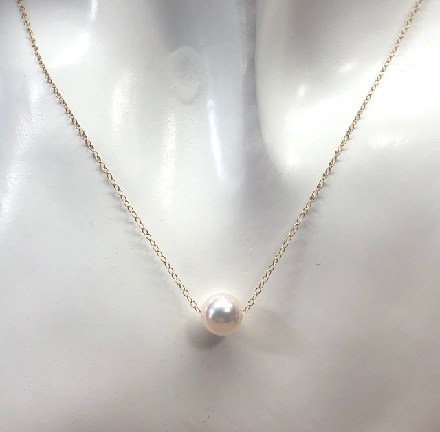 SV925】一粒 ブルー グレー パール ネックレス(8mm・あこや真珠 