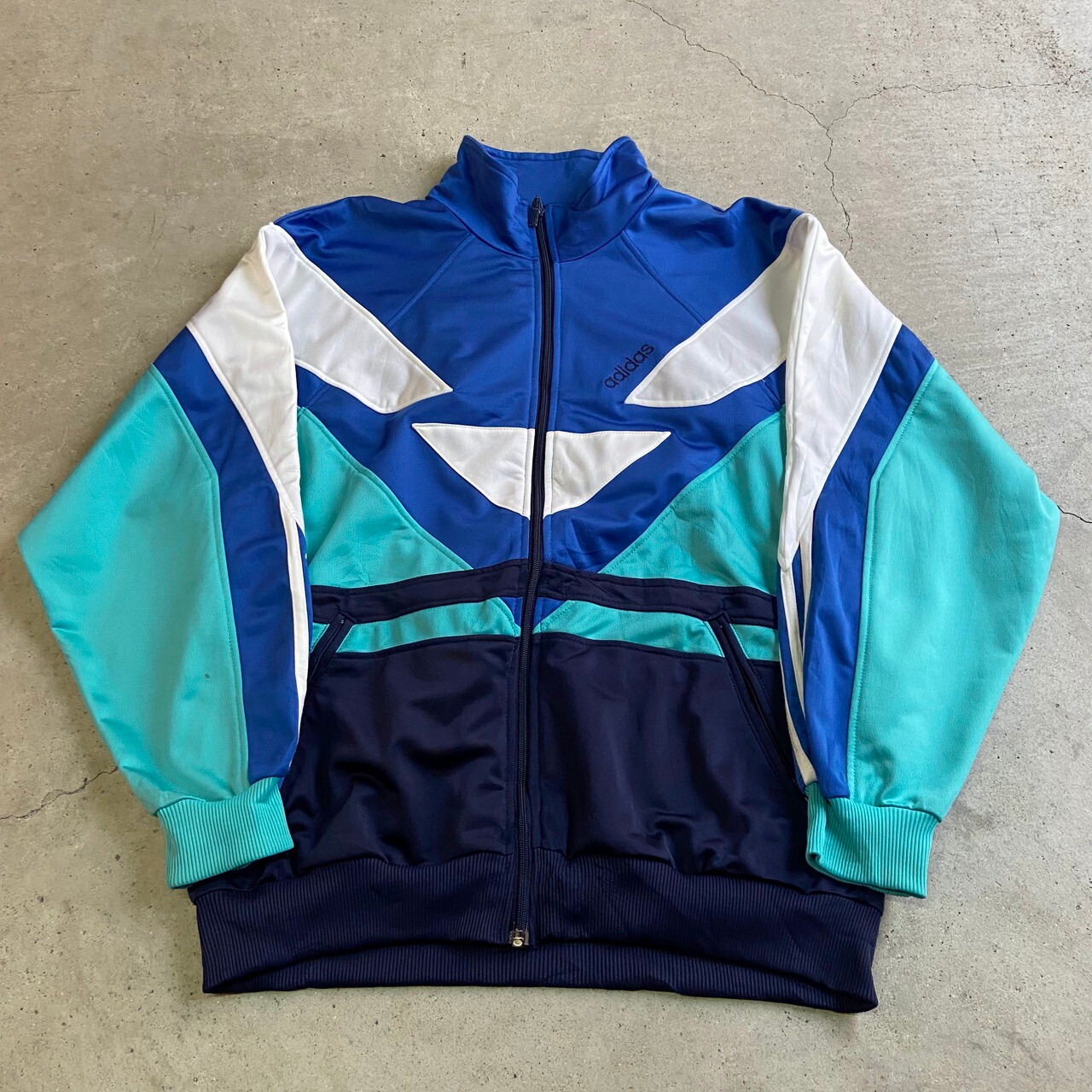 80年代 adidas アディダス バックプリント ロゴ 切替 ジャージ 