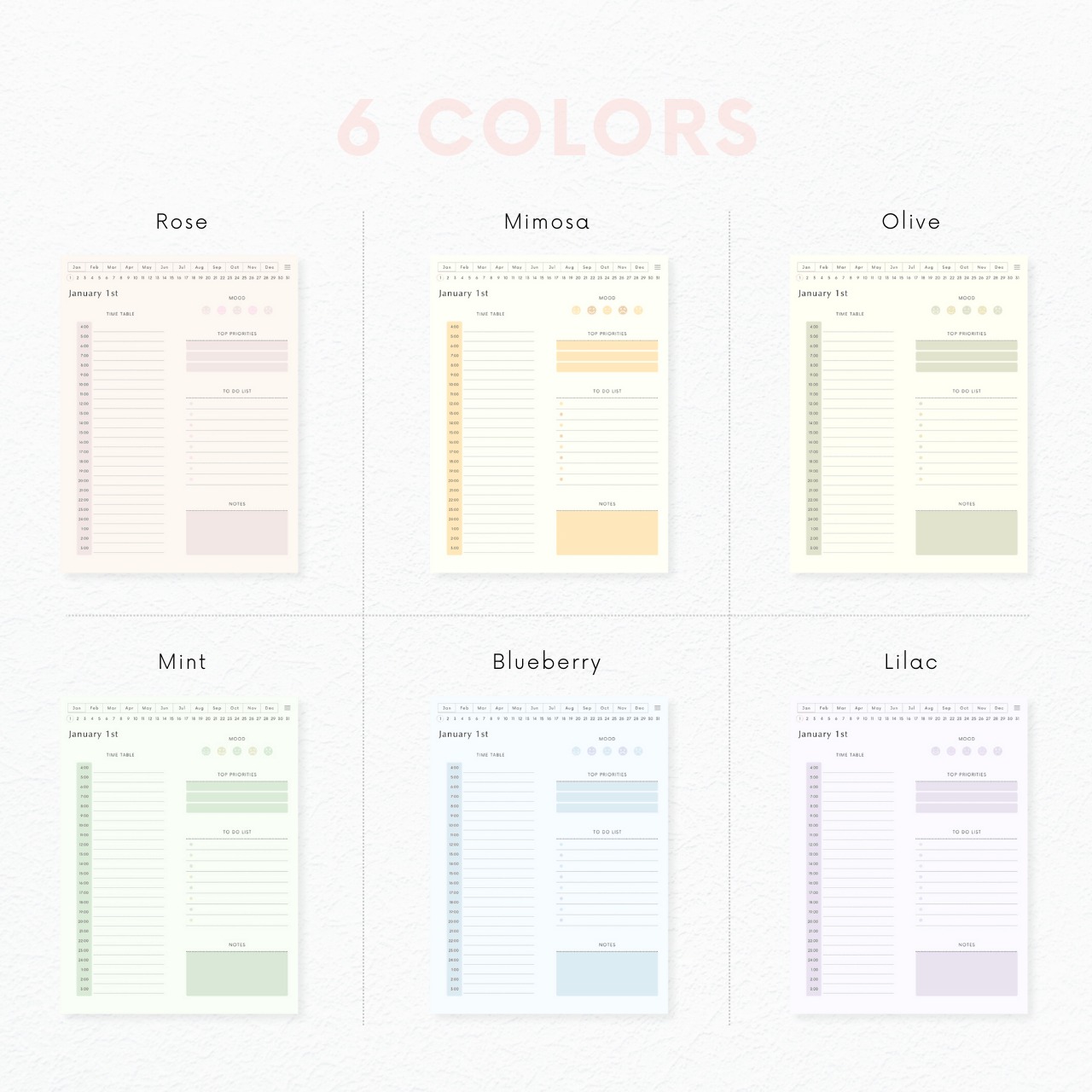 デジタルプランナー┊︎6色セット┊︎スケジュール管理┊︎ToDoリスト┊︎リンク付き