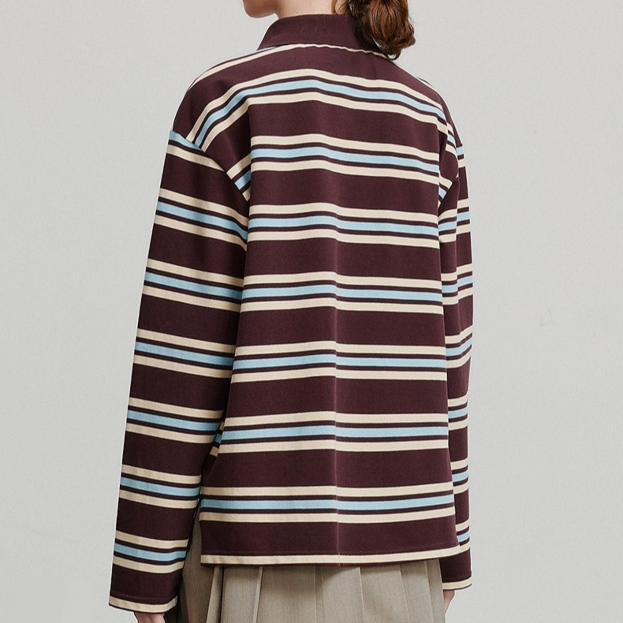 Striped Long Sleeve Polo Shirt / ストライプ 長袖 ポロシャツ