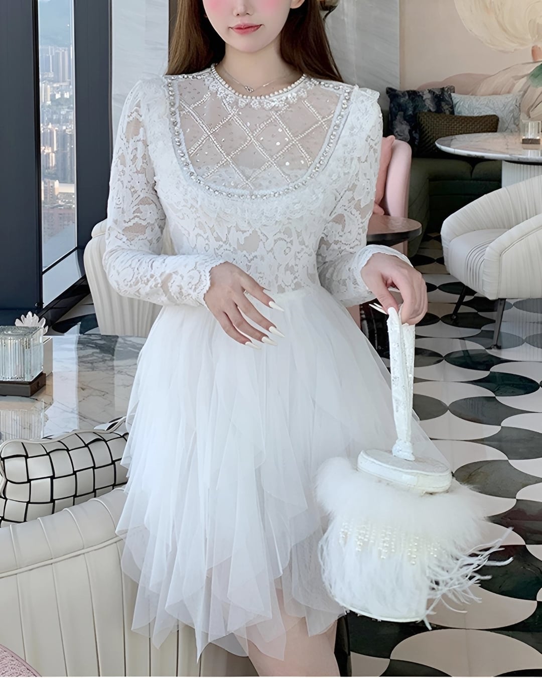 レースビーズバレエチュールワンピース(ショート、ロング) 24WP08110