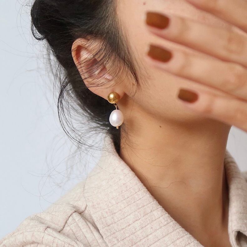 オーバルパールピアス 11030