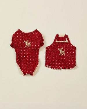 【予約】[ thesallyslaw ] Chloe Puff Romper｜Wine Dot