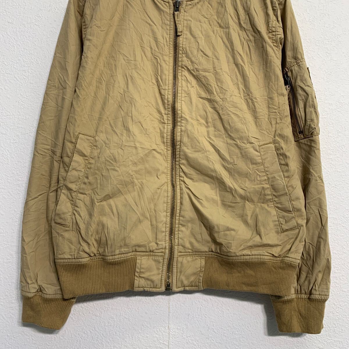 ベージュ ジップアップジャケット 金属製ロゴ GAP ブルゾンジャケット XS ベージュ ギャップ ジップアップ ダック地