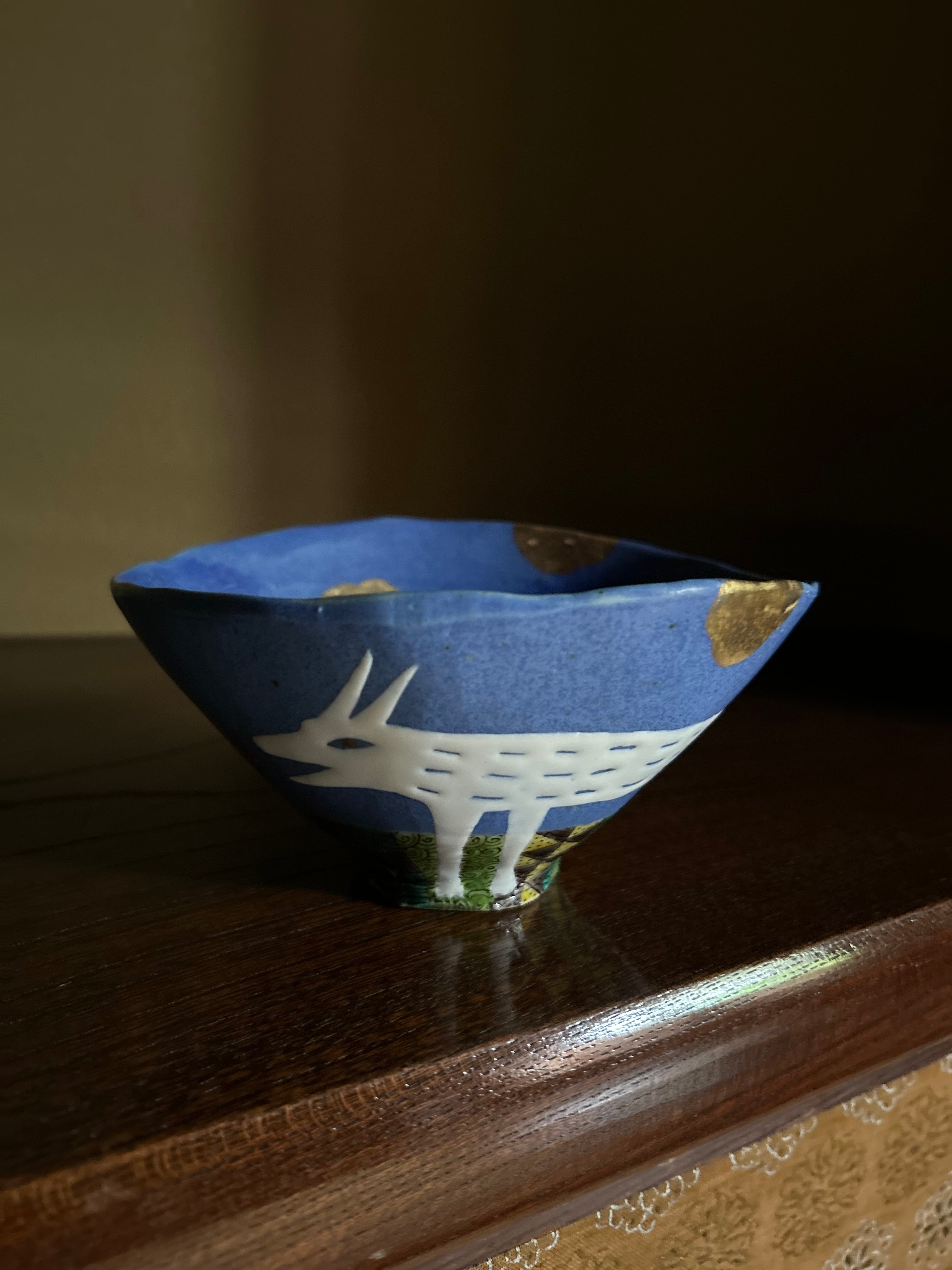 唐津焼 中里重利 三玄窯 絵唐津 芙蓉文 輪花 中皿 中鉢 共箱 佐賀県