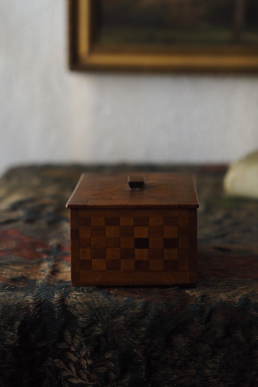 市松象嵌木箱-antique wood inlay box | アンティーク.ヴィンテージ