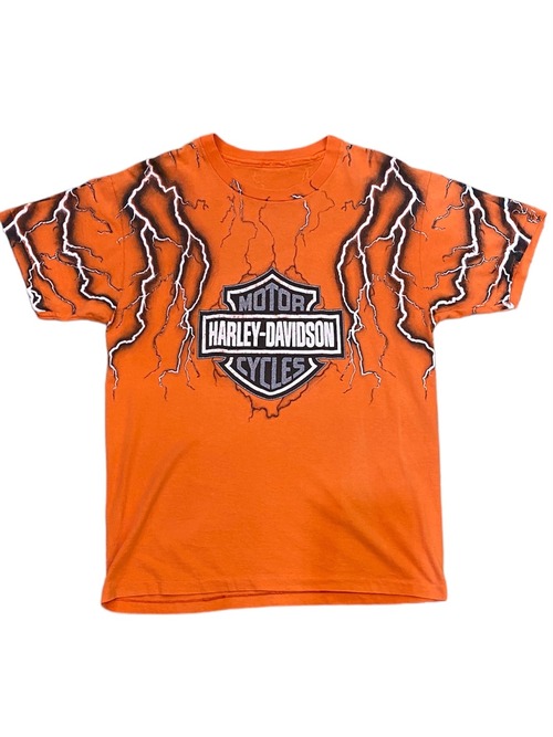 【SOLD】90s "Harley Davidson" thunder print T-shirt【北口店】ハーレーダビットソン プリント Tシャツ