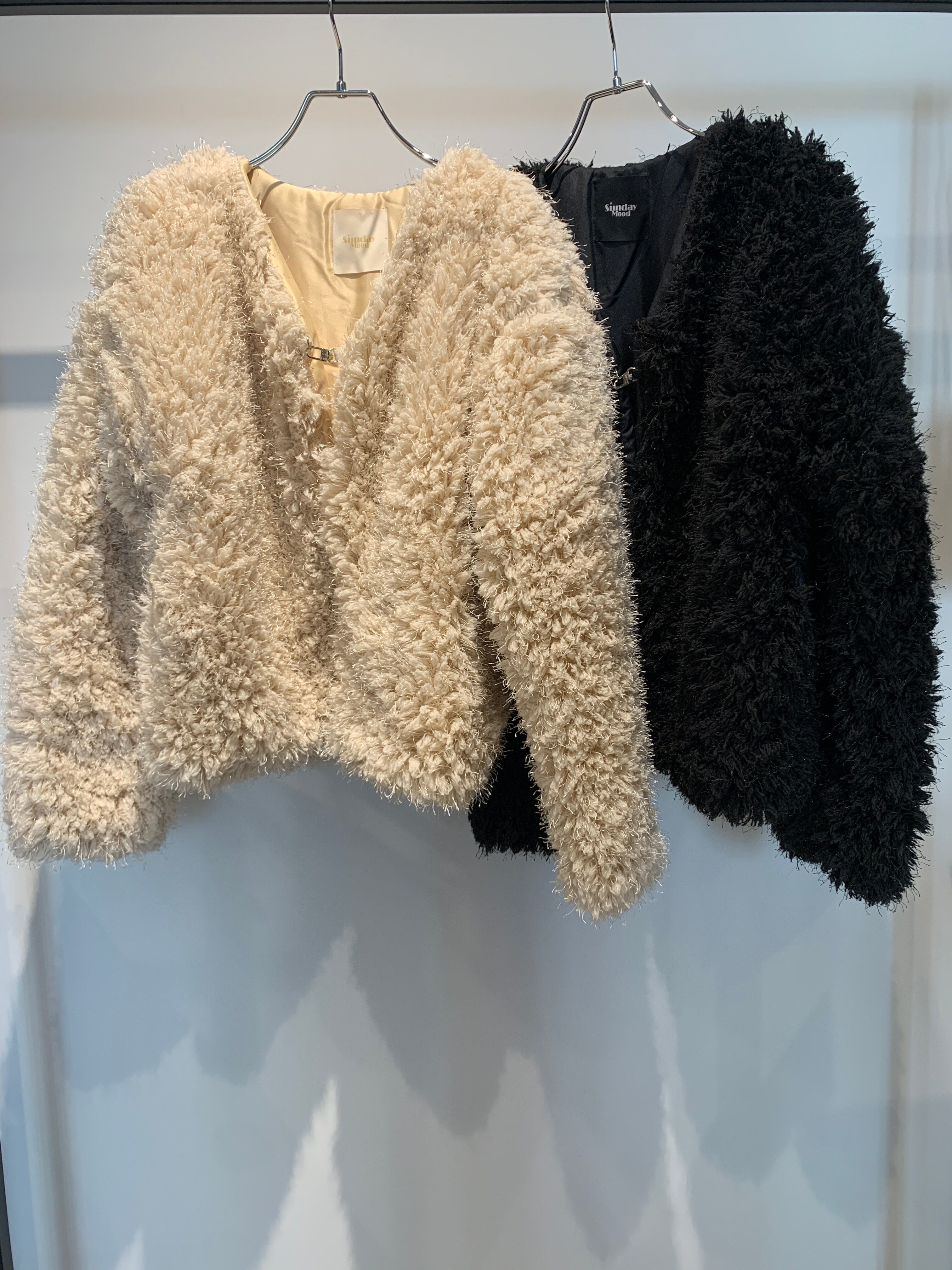 shaggy no collar jacket