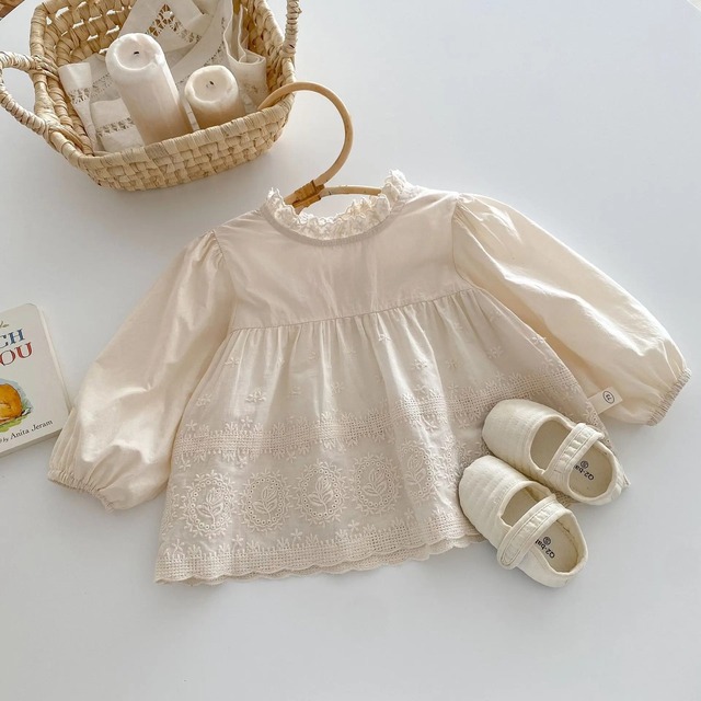 【取寄】ハイネックフリルが可愛いAラインガーリーブラウス