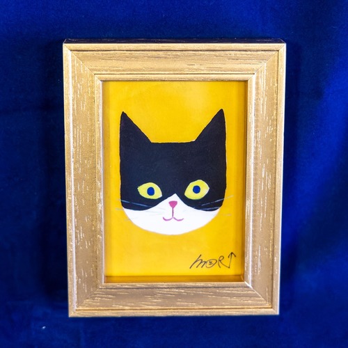 森邦保作品 猫のジクレー版画 （額装込み）F05（白黒猫イメージ）