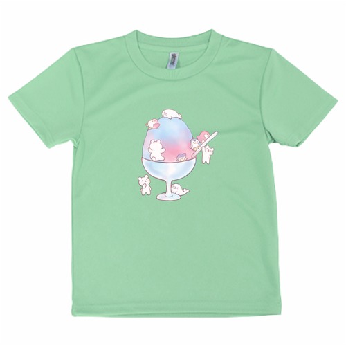 かき氷と動物イラストドライTシャツ(キッズ) メロン