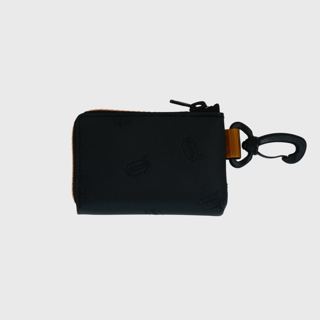 vibram card case (black×orange) with orange glowing zip