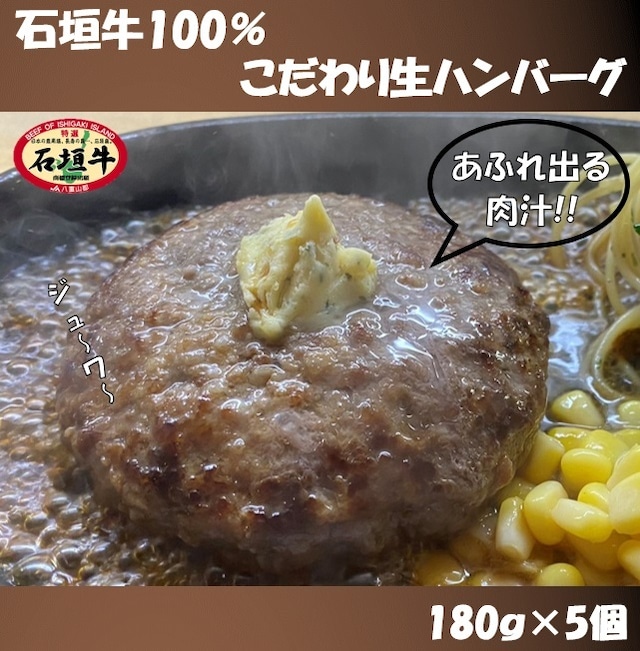 石垣牛100 こだわり生ハンバーグ 180ｇ 5個 焼肉おおつか