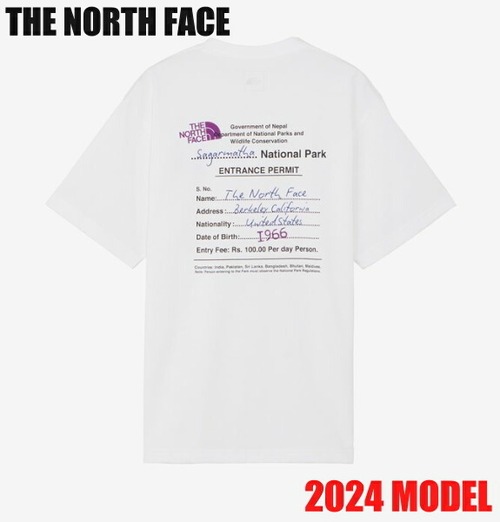 ノースフェイス 半袖 Tシャツ メンズ THE NORTH FACE ショートスリーブ エントランスパーミッション ティー NT32439 ホワイト 2024年モデル