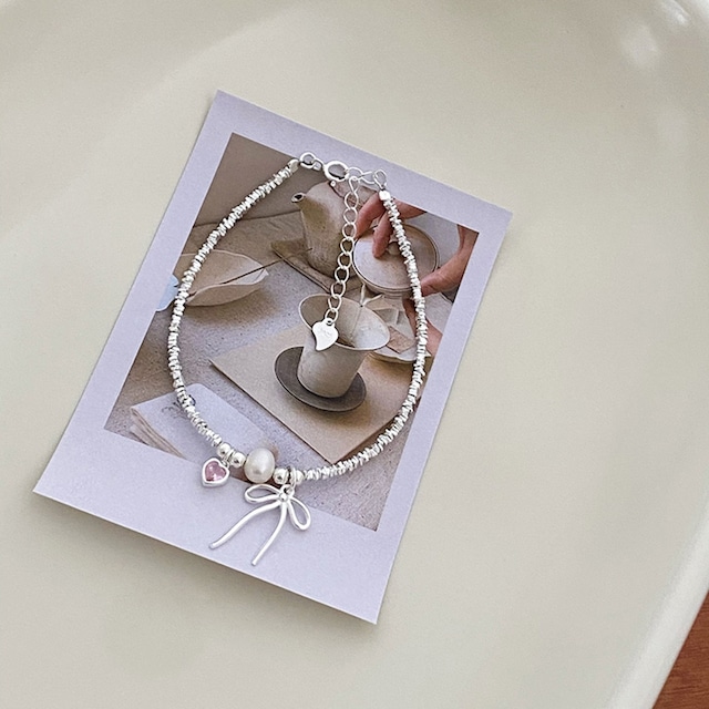 lucksilver可愛いハート&リボンのブレスレット