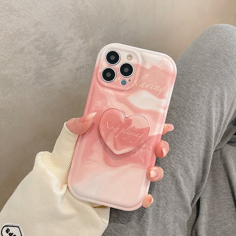 iPhone14 Pro Max/13/12ケース いちごミルク ハートソケット付き
