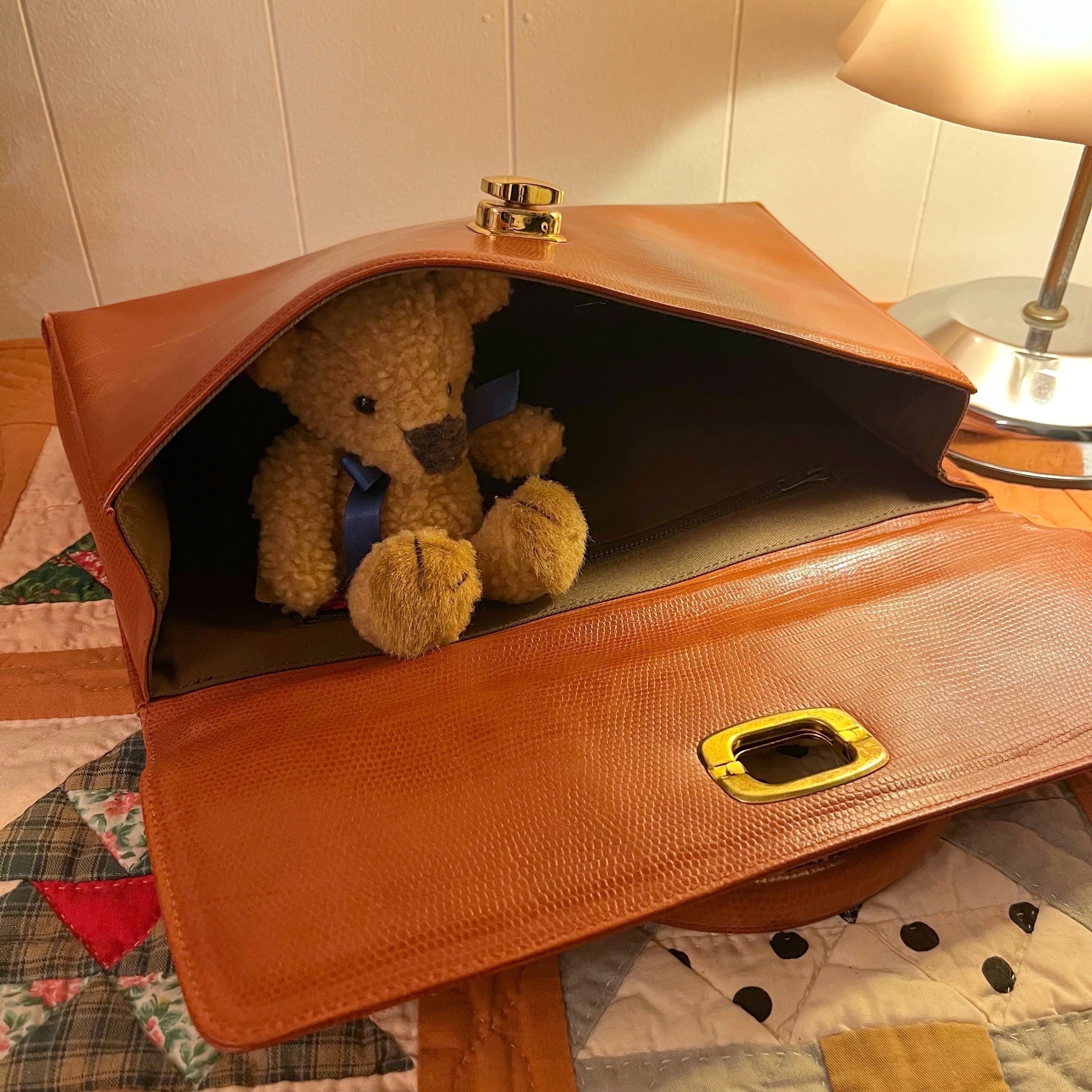 camel brown square hand bag